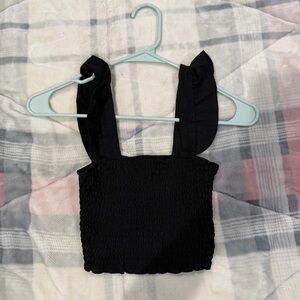 H&M Black Textured Crop Top